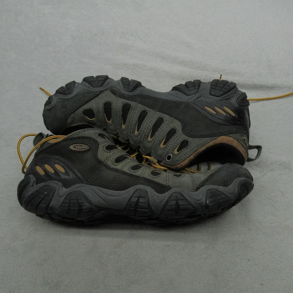 Oboz Men 11.5 Hiking Shoes Green Brown Low Top Walking Athletic Winter Gear‎